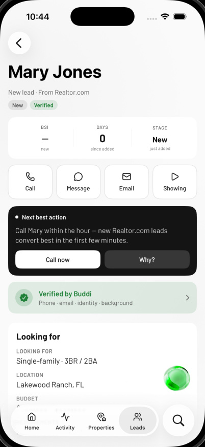 Agent Buddi app screen